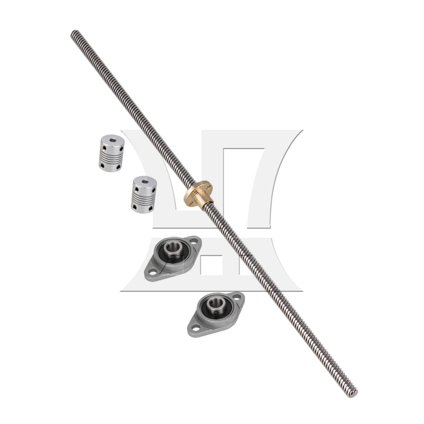 BQLZR Vertical 8mm 350mm Length Lead Screw Rod Flange Pillow Block Set