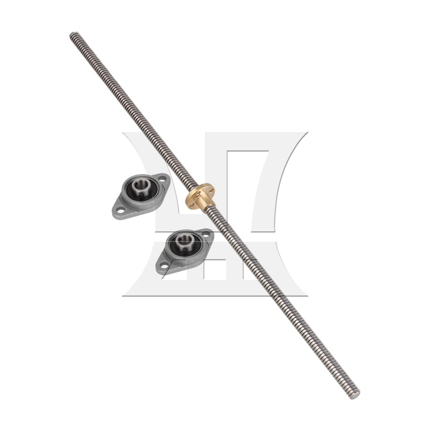 BQLZR Vertical 2mm Lead Screw 350mm T8 Lead Nut Flange Mounting Bearing Set
