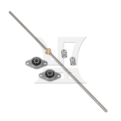 BQLZR Horizontal 2mm Lead 500mm Length Lead Screw Rod Bearing Pillow Block Set
