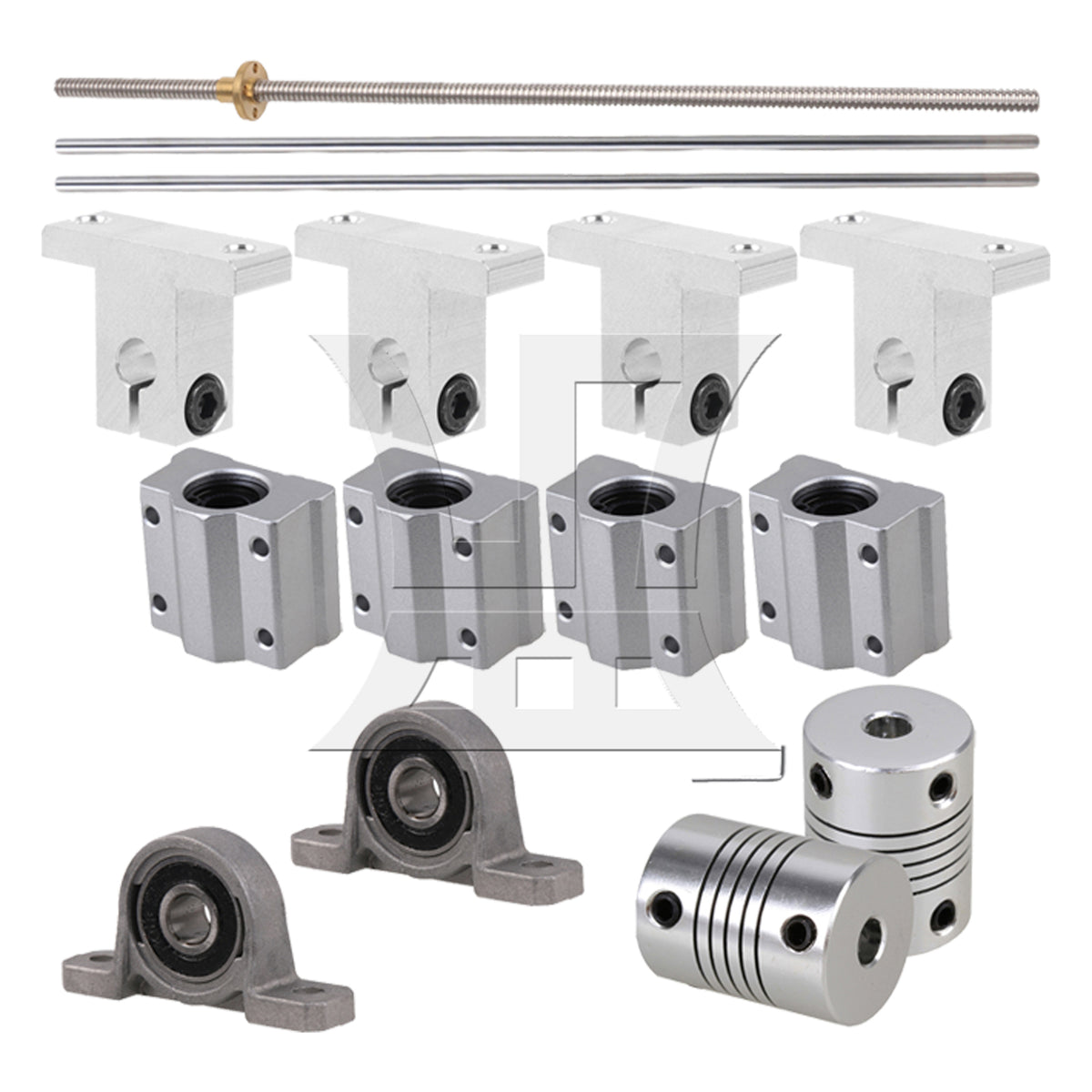 BQLZR Horizontal 8mm 350mm Length Lead Screw Rod Bearing Pillow Block Set
