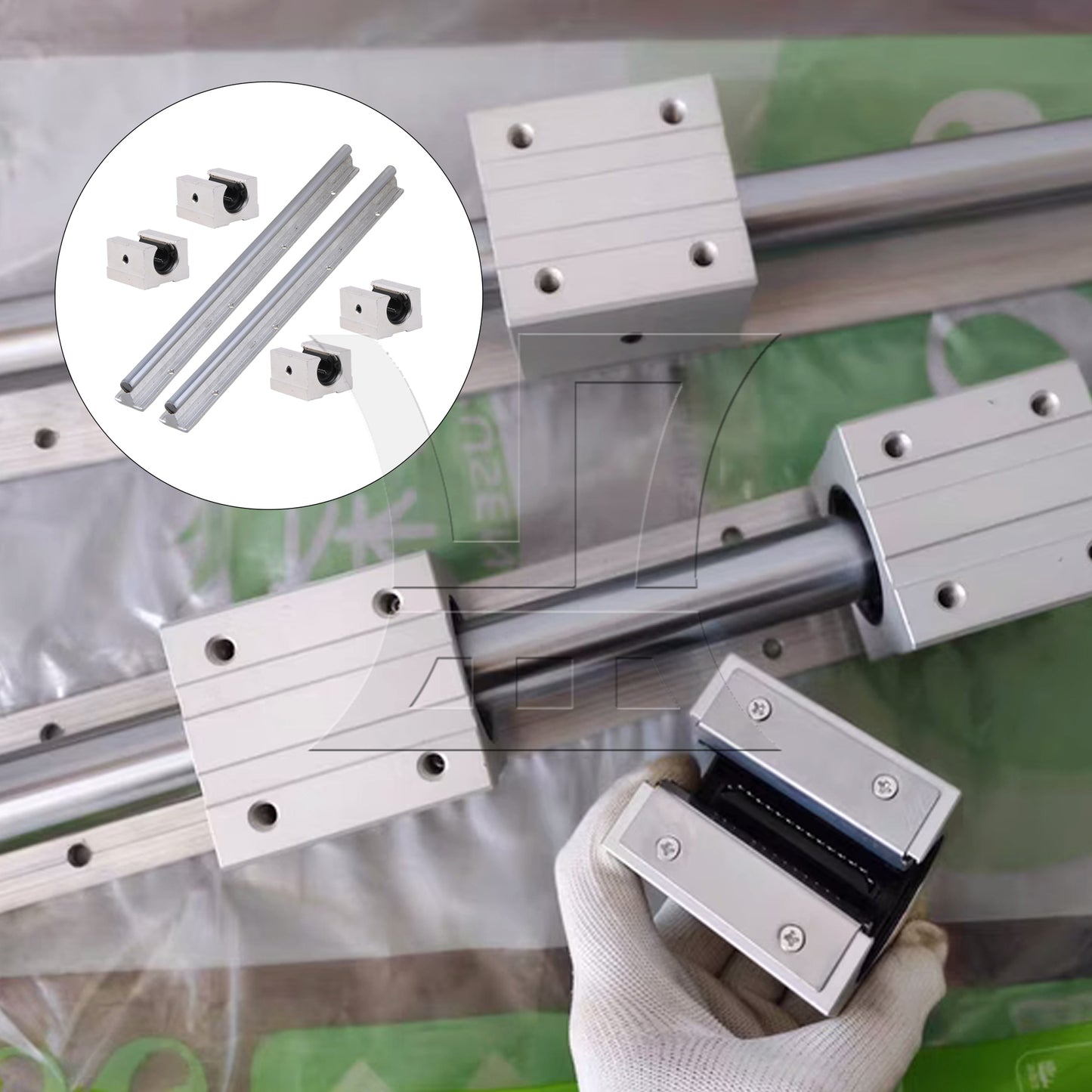BQLZR  Silver 12mm Shaft 400mm Linear Bearing Rail w/ Open Linear Motion Block