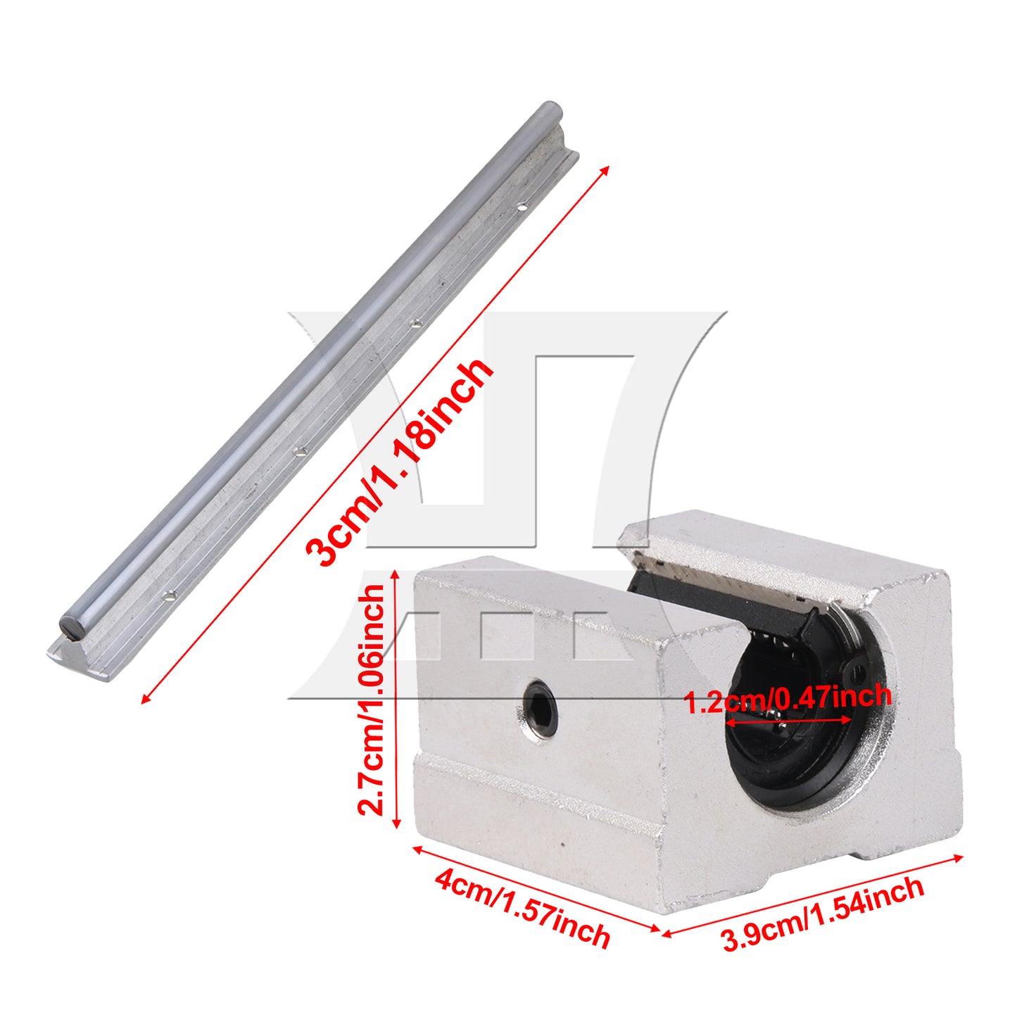 BQLZR  Silver 12mm Shaft 400mm Linear Bearing Rail w/ Open Linear Motion Block
