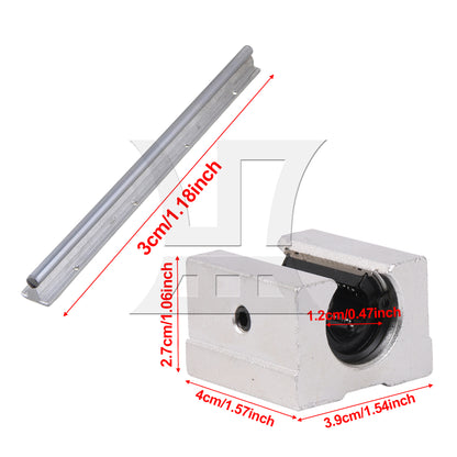 BQLZR  Silver 12mm Shaft 400mm Linear Bearing Rail w/ Open Linear Motion Block