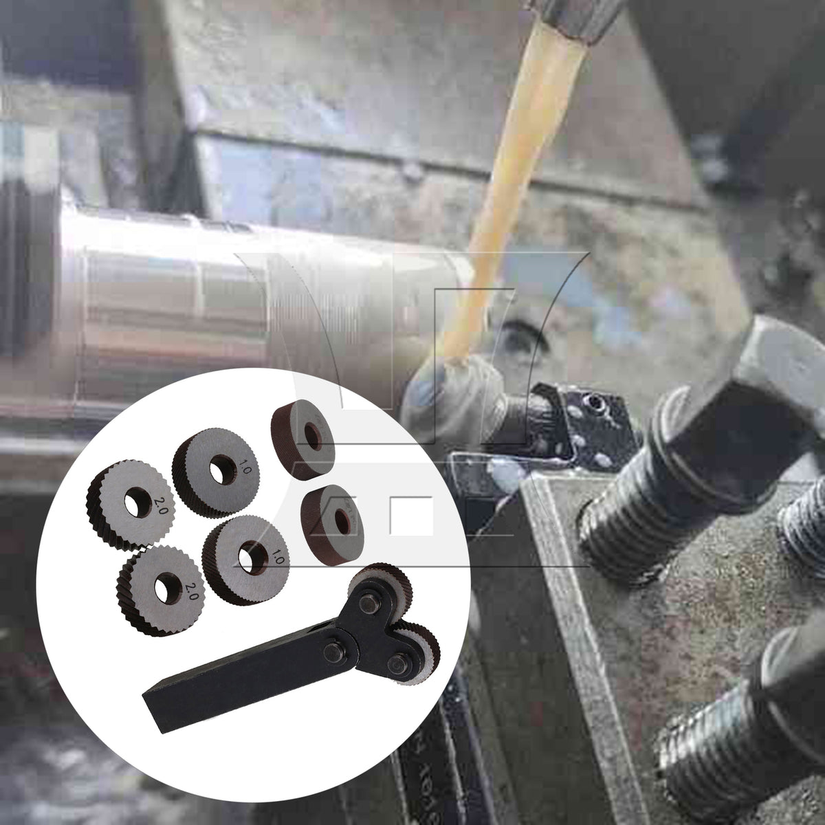 BQLZR Steel Diagonal Coarse Linear Knurl Wheel Knurling Roller Tool Set of 7