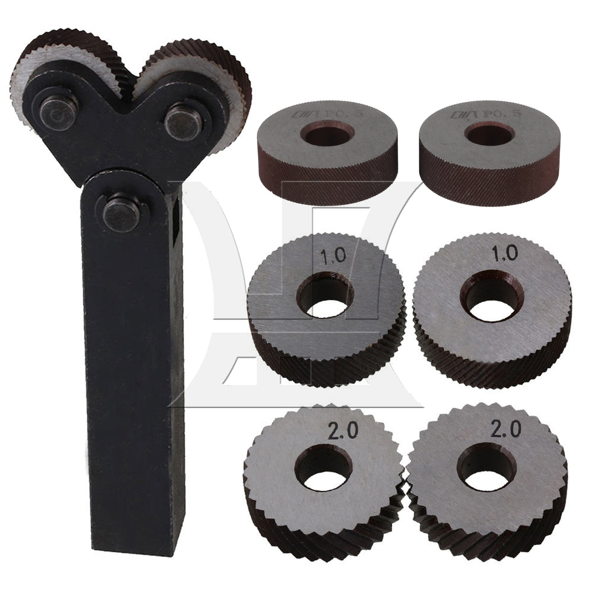 BQLZR Steel Diagonal Coarse Linear Knurl Wheel Knurling Roller Tool Set of 7