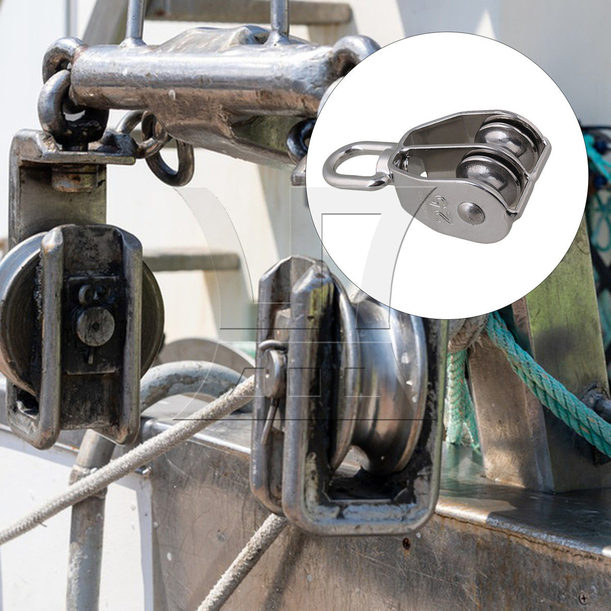 BQLZR 5PCS M25 Silver 304 Stainless Steel Swivel Snatch Fixed Double Pulley