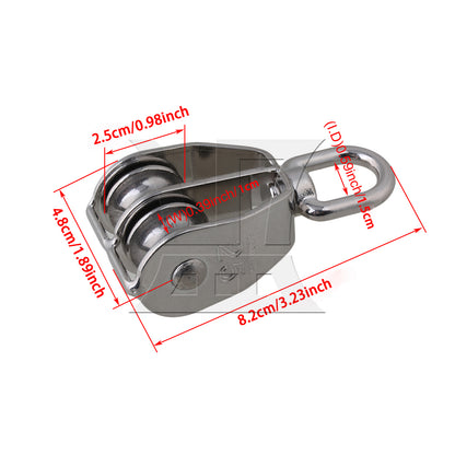 BQLZR 5PCS M25 Silver 304 Stainless Steel Swivel Snatch Fixed Double Pulley
