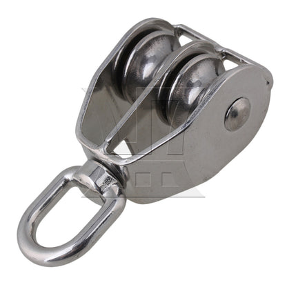 BQLZR 5PCS M25 Silver 304 Stainless Steel Swivel Snatch Fixed Double Pulley