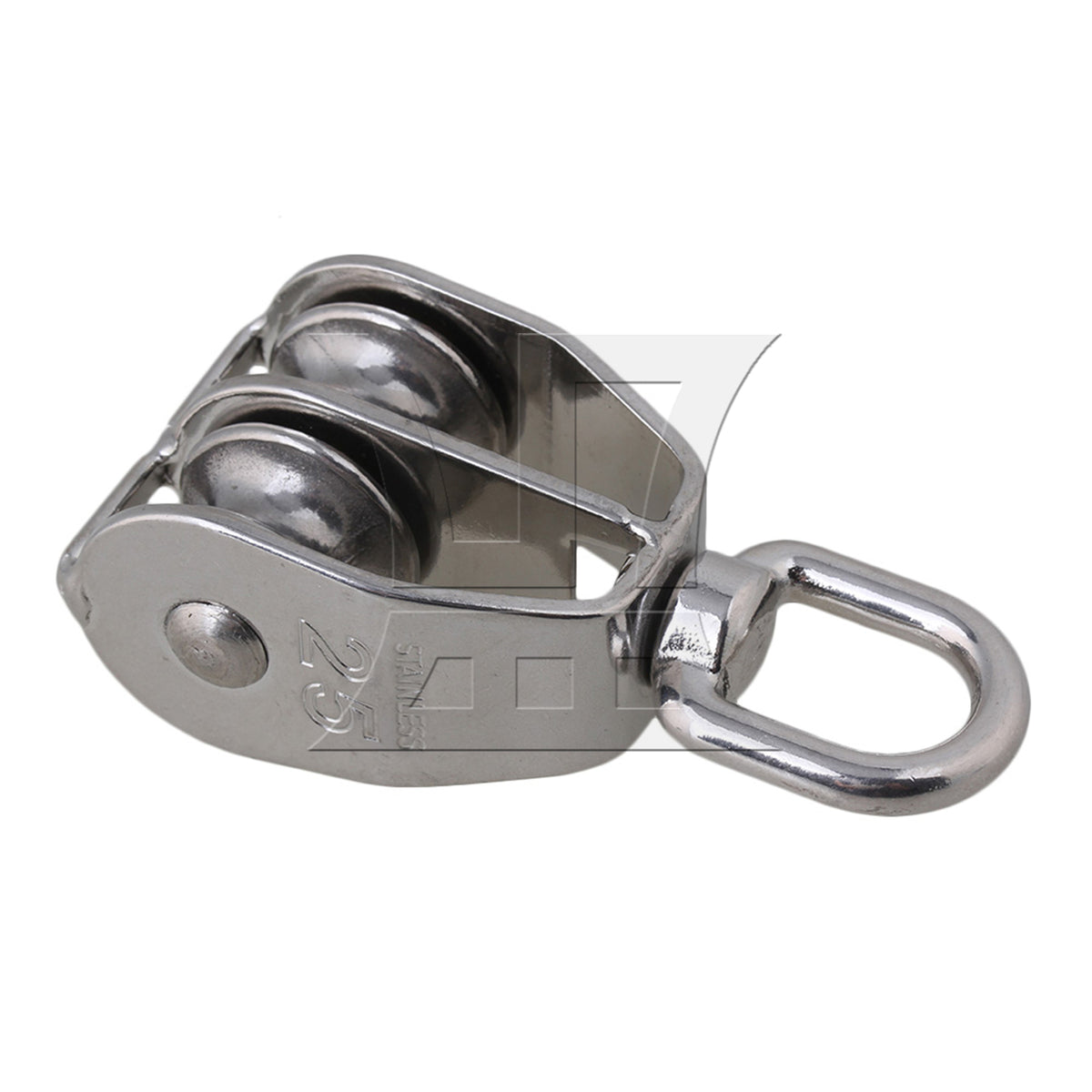 BQLZR 5PCS M25 Silver 304 Stainless Steel Swivel Snatch Fixed Double Pulley