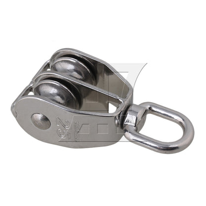 BQLZR 5PCS M25 Silver 304 Stainless Steel Swivel Snatch Fixed Double Pulley