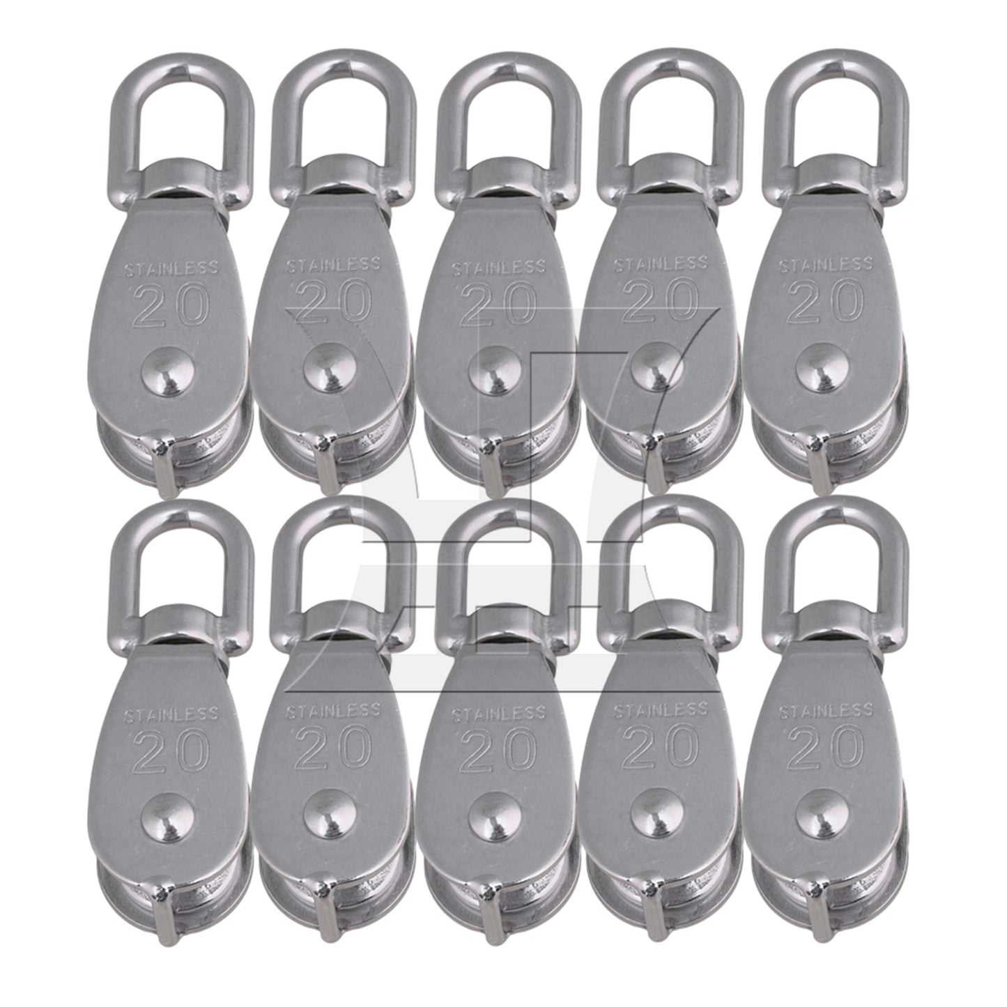 BQLZR 10 x M20 Stainless Steel 304 Single Pulley Block with Dia 20mm Wheel
