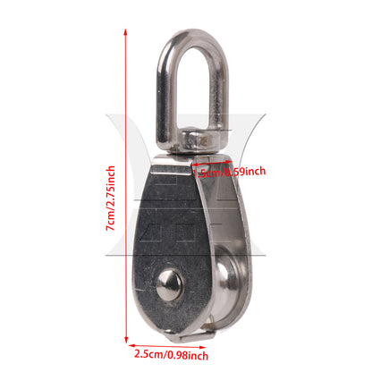 BQLZR 10 x M20 Stainless Steel 304 Single Pulley Block with Dia 20mm Wheel