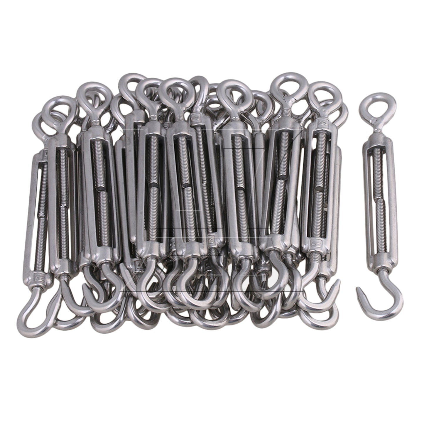 BQLZR BQLZR Silver M5 Hook & Eye Turnbuckle Wire Rope 304 Stainless Steel