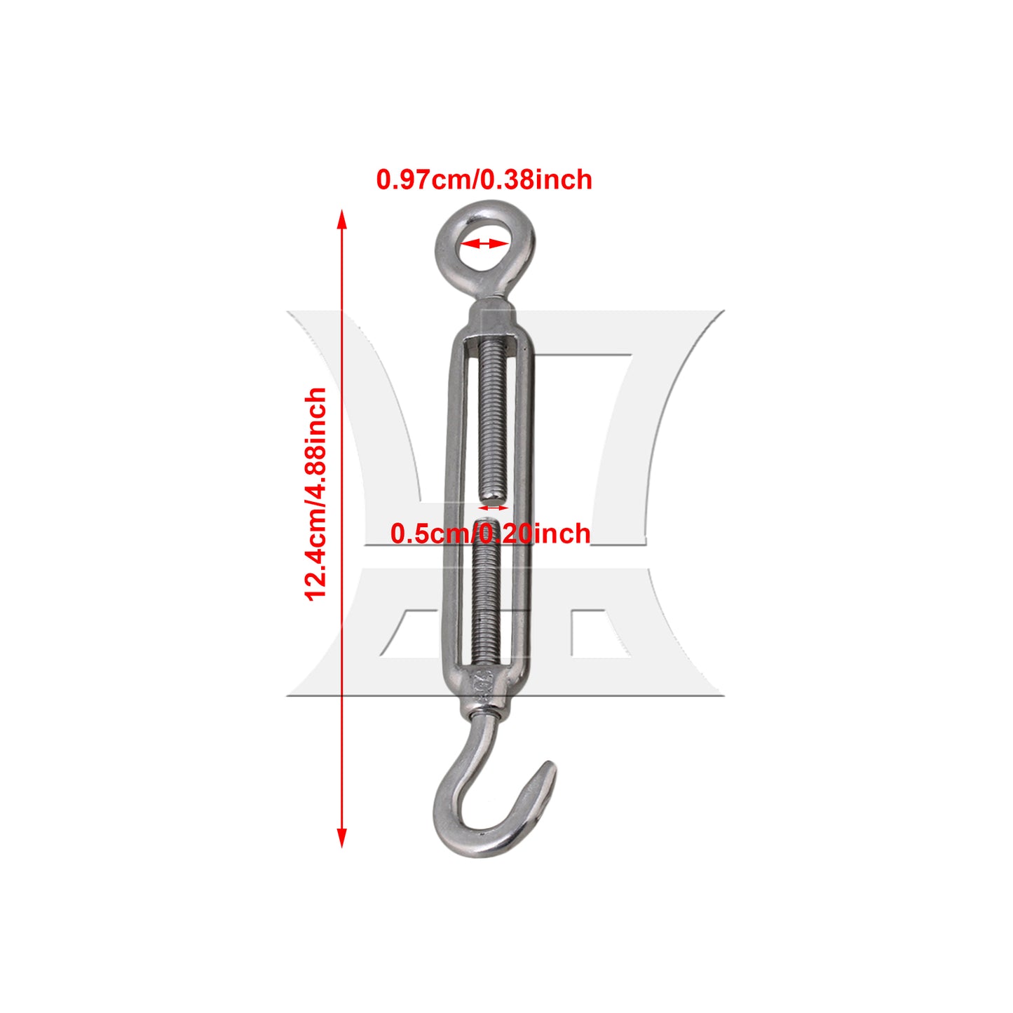 BQLZR BQLZR Silver M5 Hook & Eye Turnbuckle Wire Rope 304 Stainless Steel