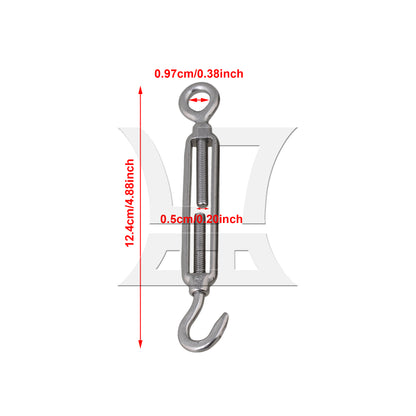 BQLZR BQLZR Silver M5 Hook & Eye Turnbuckle Wire Rope 304 Stainless Steel