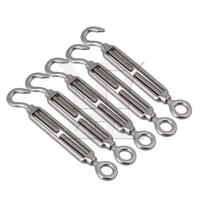 BQLZR BQLZR Silver M5 Hook & Eye Turnbuckle Wire Rope 304 Stainless Steel