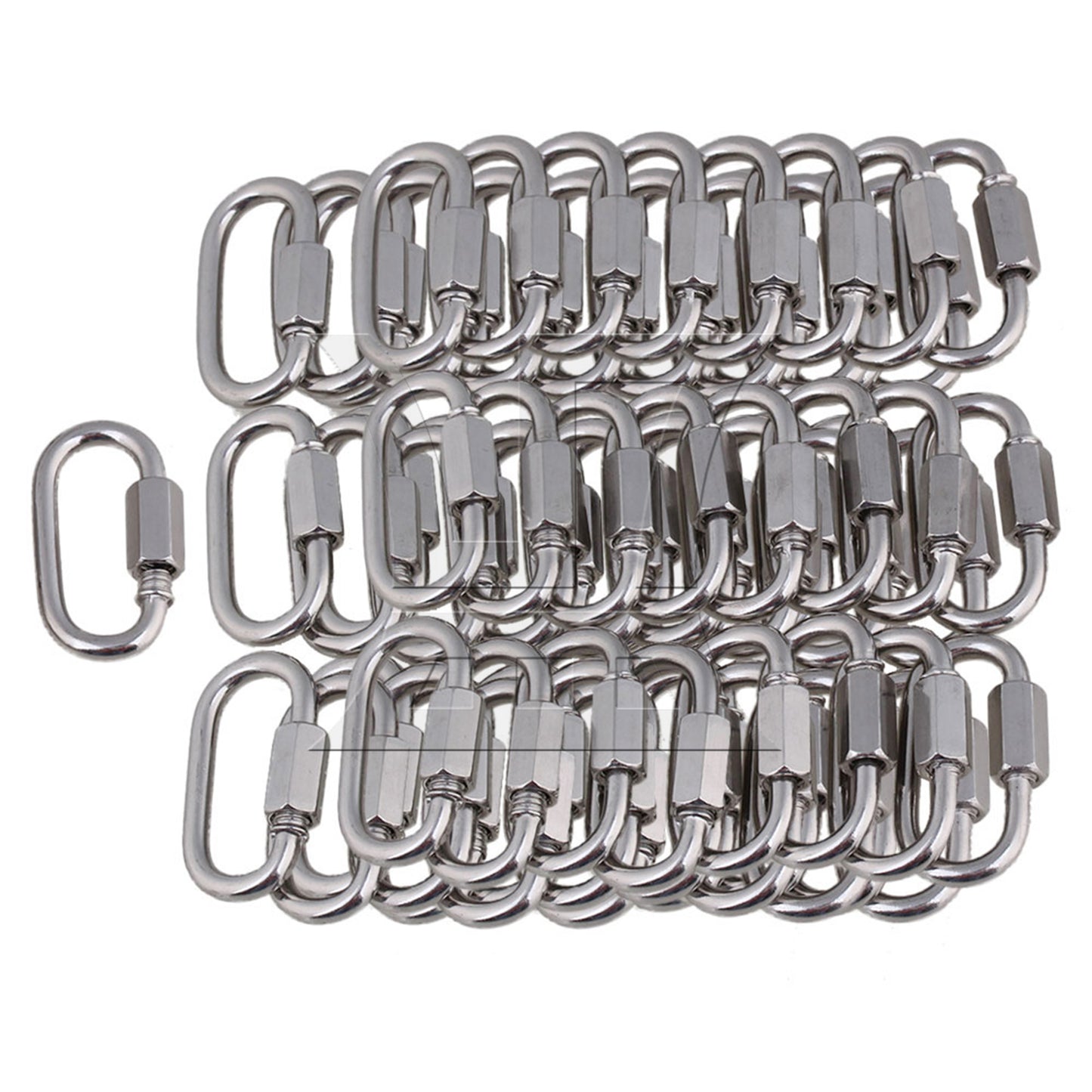 BQLZR 25 Pieces 35x20mm Stainless Steel Oval D Shape Keychain Connector Silver M3.5