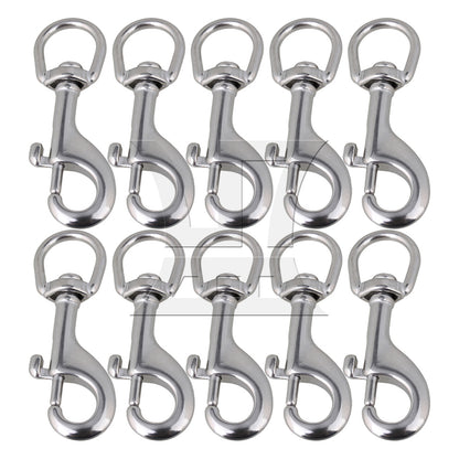 BQLZR 90mm 304 Stainless Steel Swivel-Eye Bolt Snap Hook Round Swivel Silver