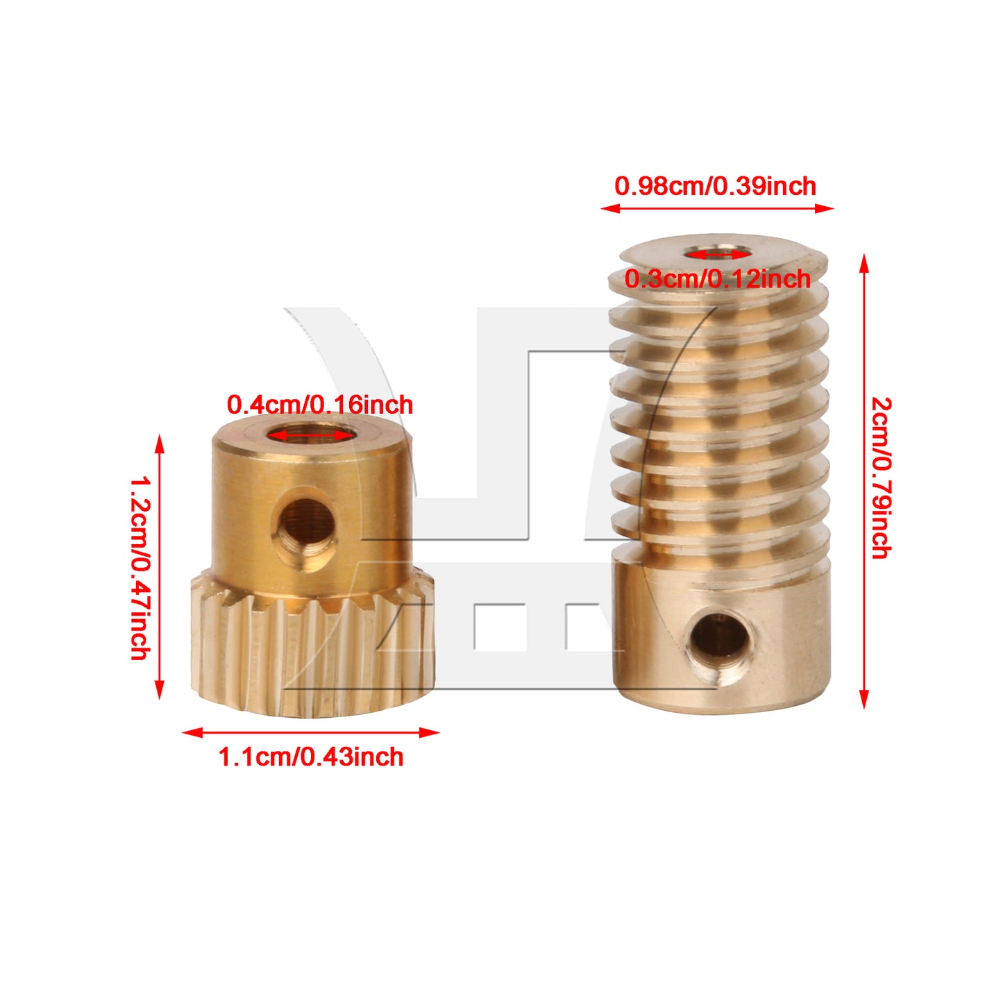 BQLZR 0.5 Modulus Light Weight Brass Turbine Wheel & Gear Shaft with 3mm Bore Set