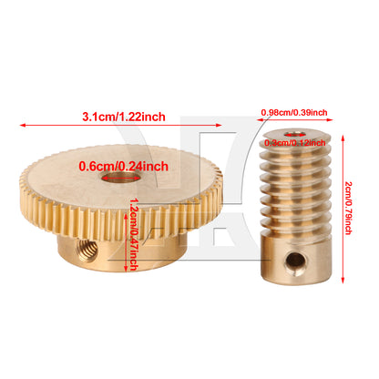 BQLZR 0.5 Modulus 0.3CM Hole Diameter Brass Turbine Gear Shaft & 60 T Turbine Gear Whe