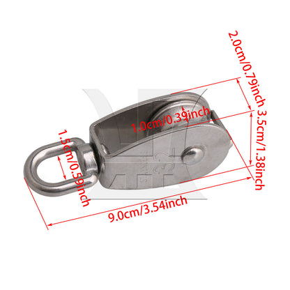 BQLZR 2Pieces M32 Stainless Steel Single Pulley Block Lifting Chain Traction Wheel