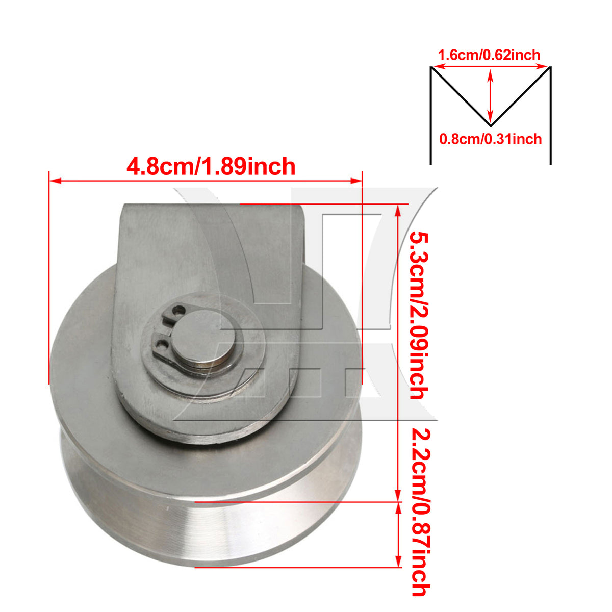 BQLZR  5.3cm Dia 201 Stainless Steel V Type Industrial Heavy Fixed Pulley