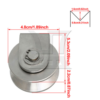BQLZR  5.3cm Dia 201 Stainless Steel V Type Industrial Heavy Fixed Pulley