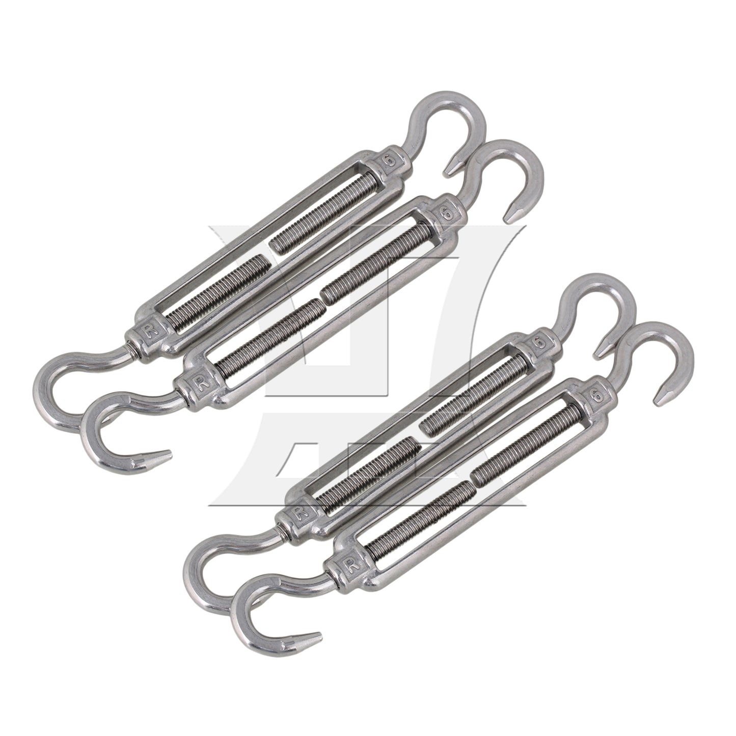 BQLZR  Silver European Style 304 Stainless Steel M6 Thread Turnbuckle Hook to Hook