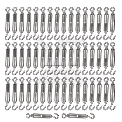 BQLZR BQLZR Silver M5 Hook & Eye Turnbuckle Wire Rope 304 Stainless Steel