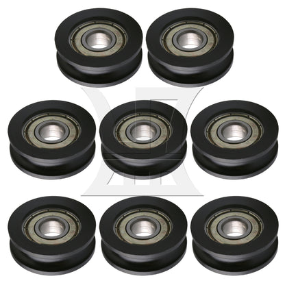 BQLZR Black Furniture Hardware 3x1cm U-Type Groove Guide Track Bearing Pulley