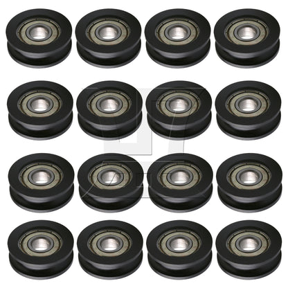 BQLZR Black Furniture Hardware 3x1cm U-Type Groove Guide Track Bearing Pulley