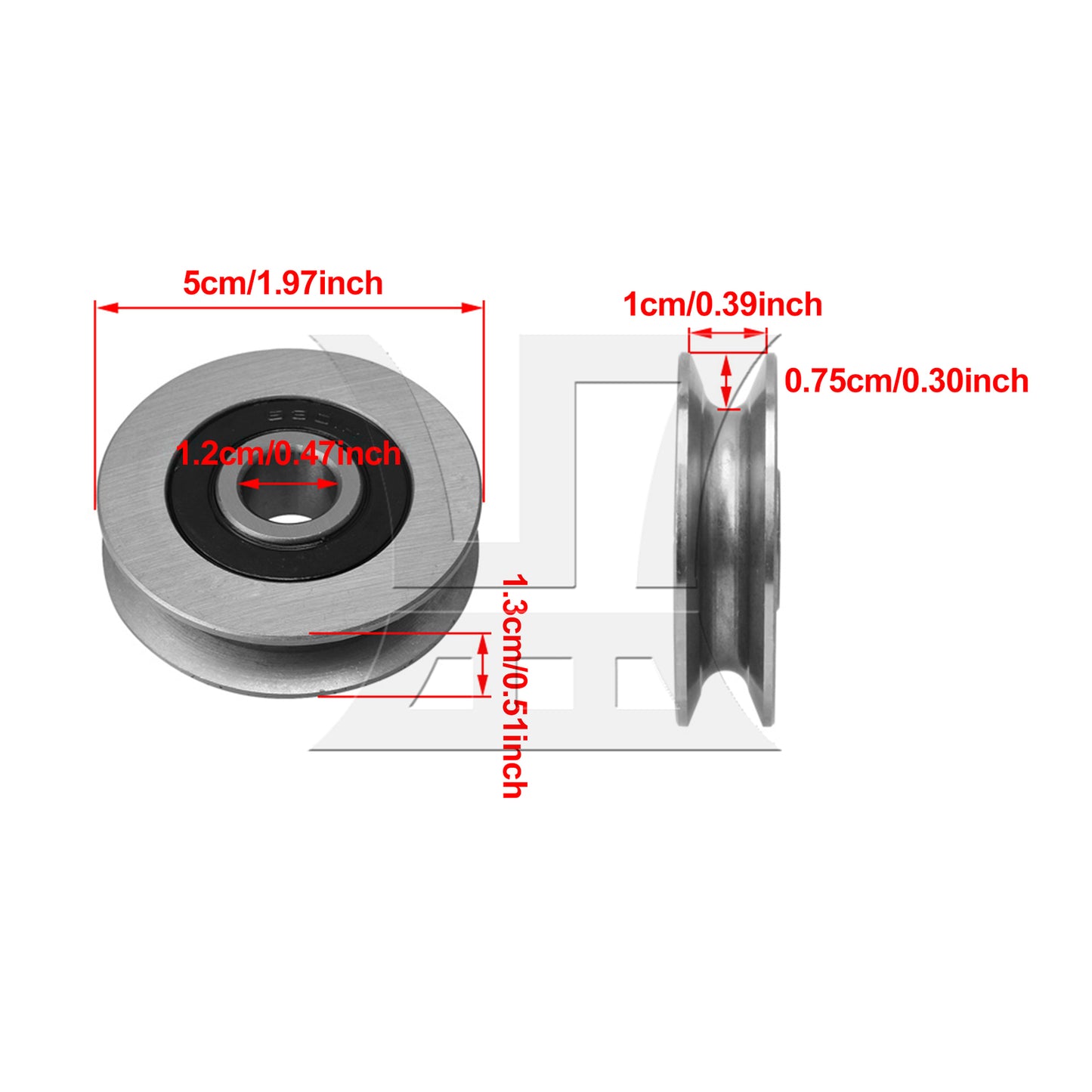 BQLZR 50x13mm U-Shape Groove Bearing Steel Cable Pulley Load-Bearing 512KG