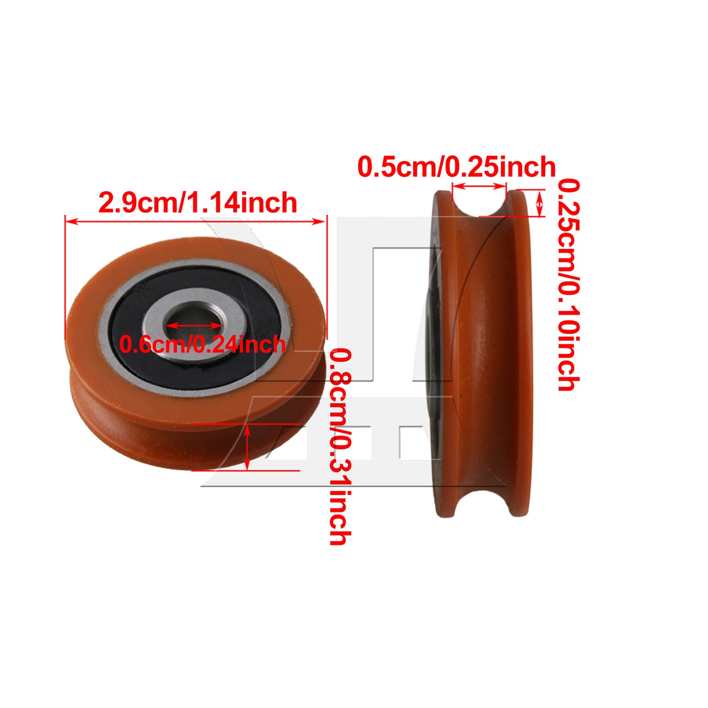 BQLZR  Nylon Round Shape Groove Guide Roller Bearing Pulley Wheel Orange