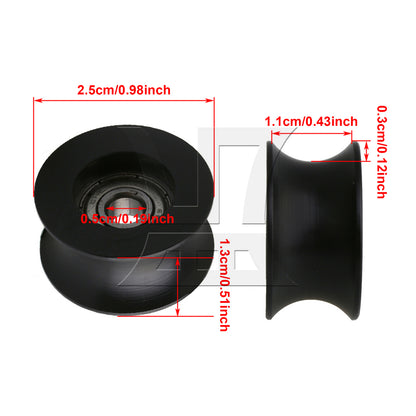 BQLZR Black U Type Groove Bearing Pulley Wheel Pulley 5x25x13mm for Window