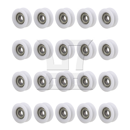 BQLZR 4x White U Type Groove Guide Pulley Wheel Bearing Door Window Roller