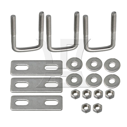 BQLZR 3 Pieces 304 Stainless Steel Square U-Bolts M6 for Boat Trailer w/ Nut Washers