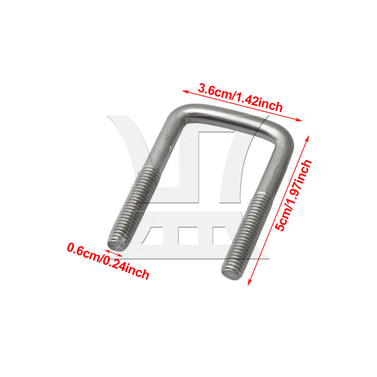 BQLZR 3 Pieces 304 Stainless Steel Square U-Bolts M6 for Boat Trailer w/ Nut Washers