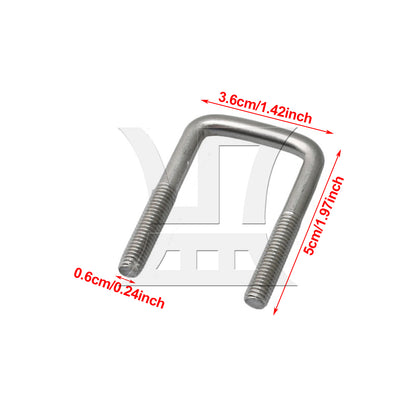 BQLZR 3 Pieces 304 Stainless Steel Square U-Bolts M6 for Boat Trailer w/ Nut Washers