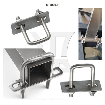 BQLZR 3 Pieces 304 Stainless Steel Square U-Bolts M6 for Boat Trailer w/ Nut Washers