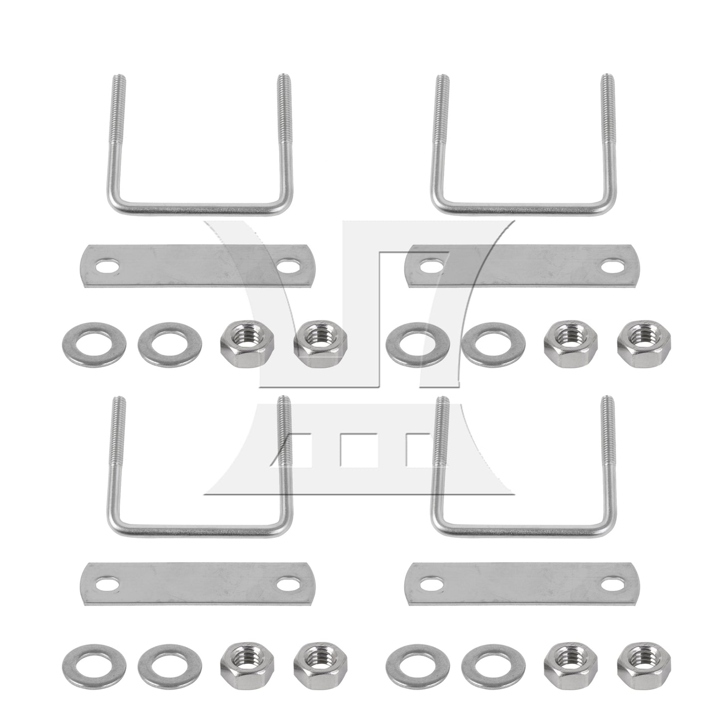 BQLZR 4x Stainless Steel M6 Trailer U Bolt with 4x Mount Plate & 8x Nuts & Gaskets