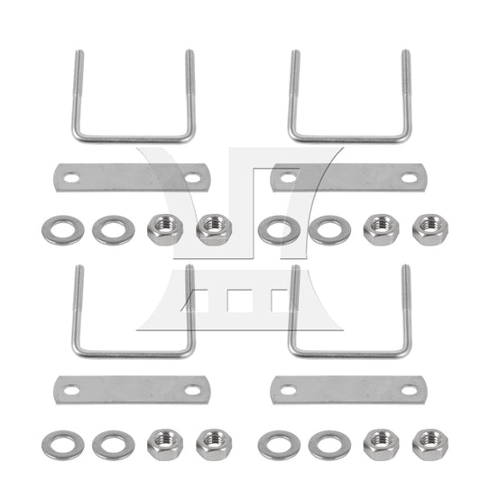 BQLZR 4x Stainless Steel M6 Trailer U Bolt with 4x Mount Plate & 8x Nuts & Gaskets