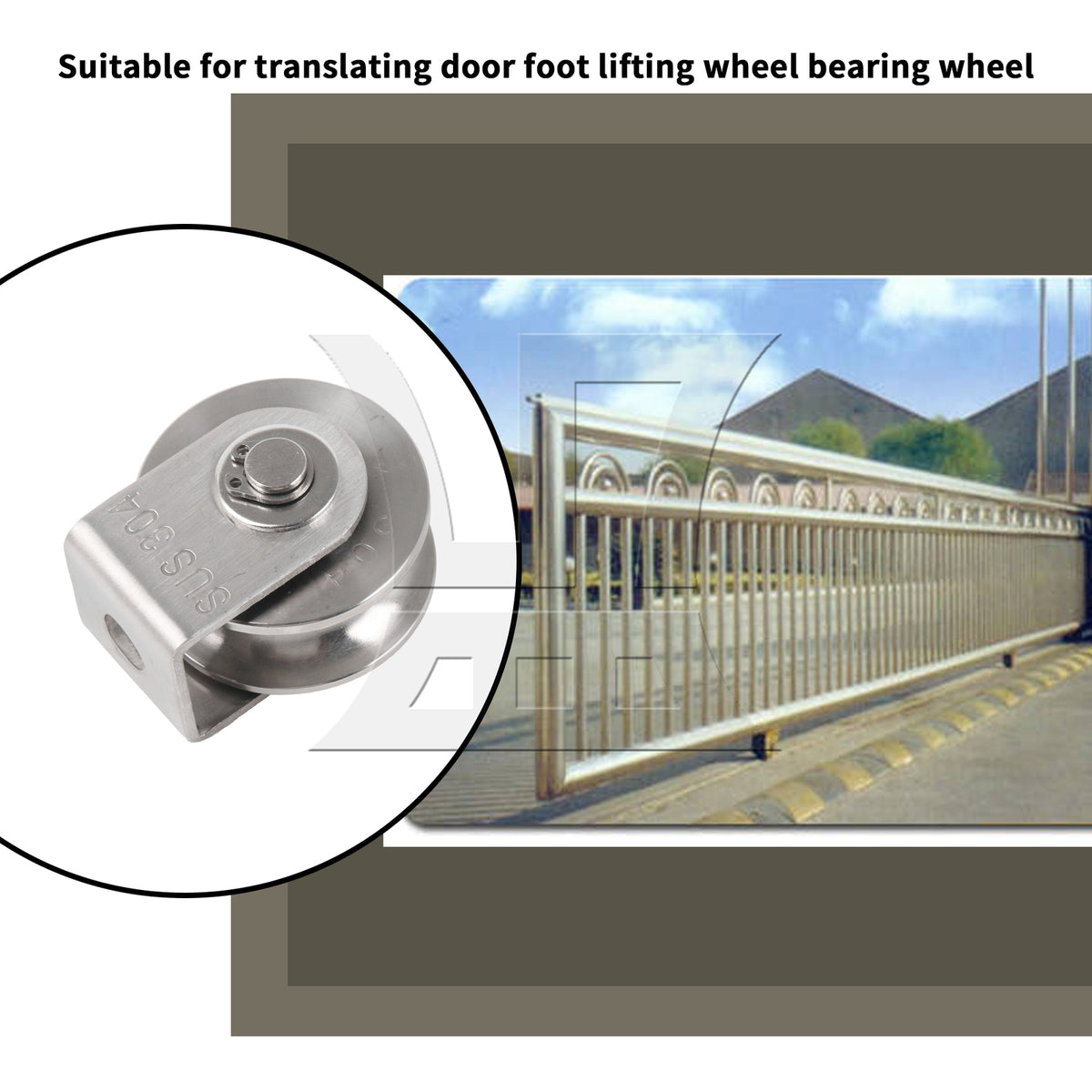 BQLZR 2Pieces Silver U-Type Gate Rolling Wheels 304 Stainless Steel Sliding Tools