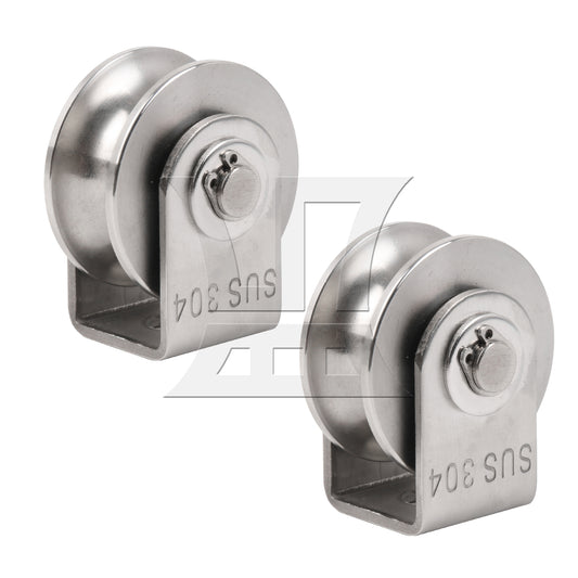 BQLZR 2Pieces Silver U-Type Gate Rolling Wheels 304 Stainless Steel Sliding Tools