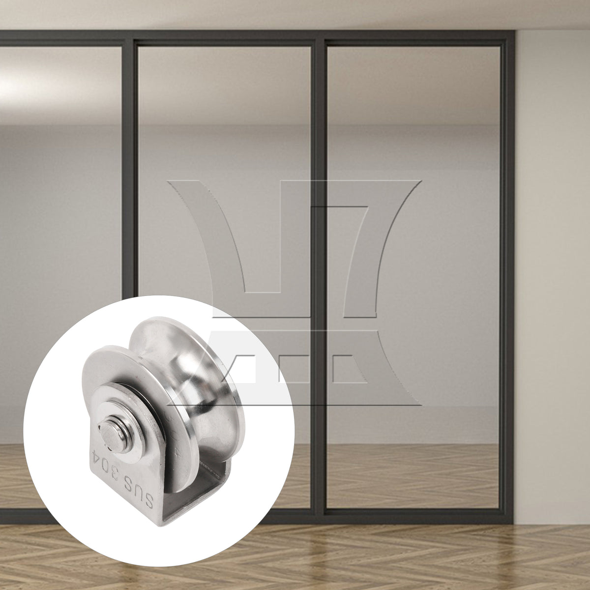 BQLZR 2Pieces Silver U-Type Gate Rolling Wheels 304 Stainless Steel Sliding Tools