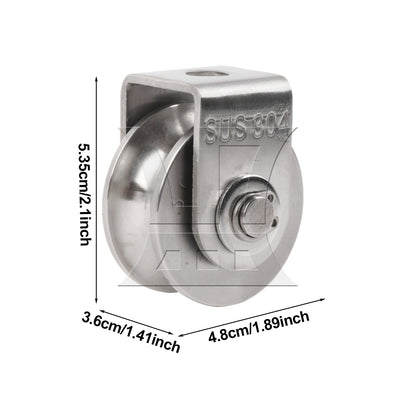 BQLZR 2Pieces Silver U-Type Gate Rolling Wheels 304 Stainless Steel Sliding Tools