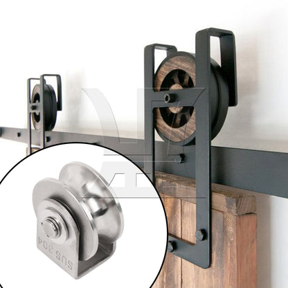 BQLZR 2Pieces Silver U-Type Gate Rolling Wheels 304 Stainless Steel Sliding Tools