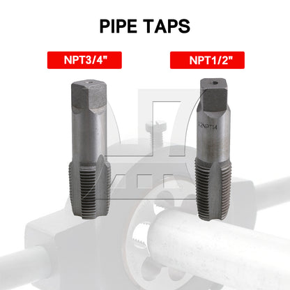 BQLZR 2Pieces Right Hand Machine Tap Metric Repairing Tools Kit NPT 3/4" 1/2" Thread