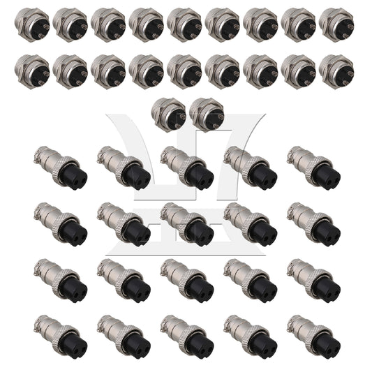 BQLZR 20Pieces Male Female Aviation Connector Plug Kit 2 Pin Replacement for GX16
