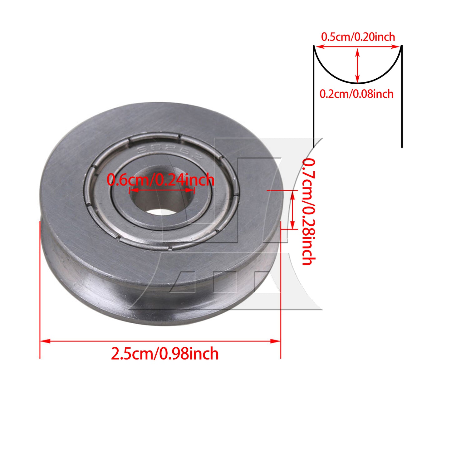 BQLZR U Type Groove Bearings Pulley 6mm Bore x 25mm OD x 7mm Width for Guide