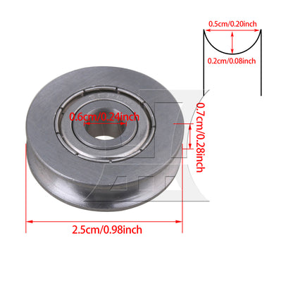 BQLZR U Type Groove Bearings Pulley 6mm Bore x 25mm OD x 7mm Width for Guide